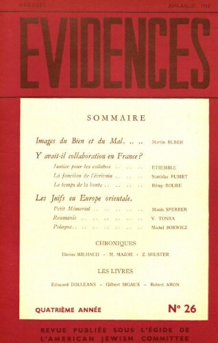 Evidences. N° 26 (Juin/Juillet 1952)
